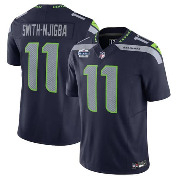 Seattle Seahawks #11 Jaxon Smith-Njigba Navy 2023 F.U.S.E. Prem1ere Patch Vapor Untouchable Limited Stitched Jersey