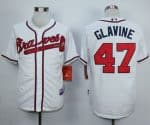 Braves #47 Tom Glavine White Cool Base Stitched Jersey