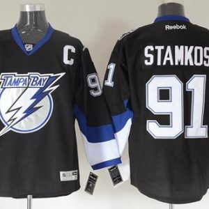 Lightning #91 Steven Stamkos Black Stitched Jersey
