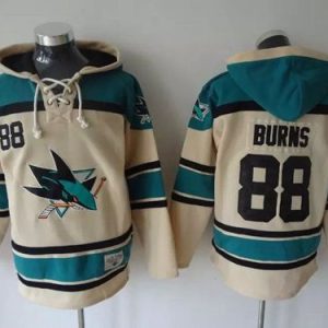 Sharks #88 Brent Burns Cream Sawyer Hooded Sweatshirt Stitched Jersey