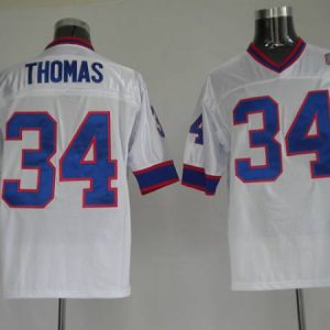 Mitchell Ness Bills #34 Thurman Thomas White Stitched Throwback Jersey