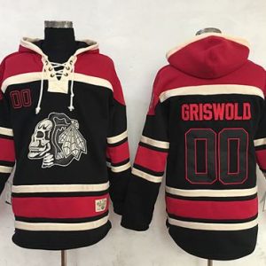 Blackhawks #00 Clark Griswold Black Sawyer Hooded Sweatshirt Stitched Jersey