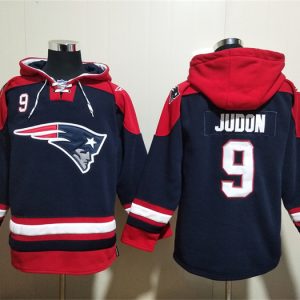 New England Patriots #9 Matthew Judon Navy Ageless Must-Have Lace-Up Pullover Hoodie