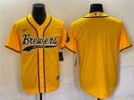 Milwaukee Brewers Blank Yellow Cool Base Stitched Jersey