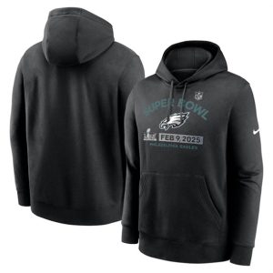 Philadelphia Eagles Heather Charcoal Super Bowl LIX Fleece Pullover Hoodie