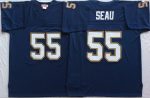 Mitchell And Ness 1994 Chargers #55 Junior Seau Navy Blue Throwback Stitched Jersey