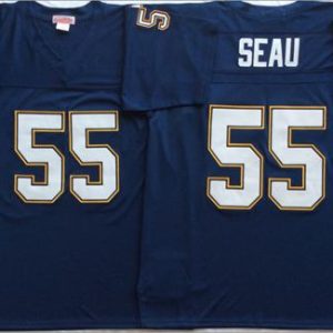 Mitchell And Ness 1994 Chargers #55 Junior Seau Navy Blue Throwback Stitched Jersey
