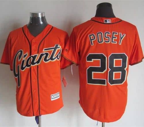 Giants #28 Buster Posey Orange Alternate New Cool Base Stitched Jersey