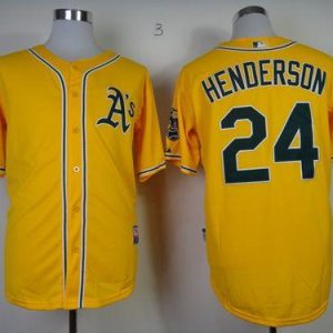 Athletics #24 Rickey Henderson Yellow Cool Base Stitched Jersey