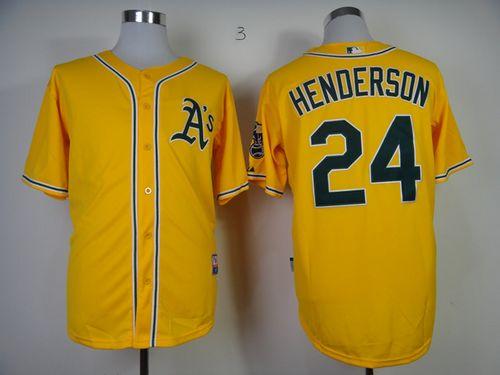Athletics #24 Rickey Henderson Yellow Cool Base Stitched Jersey