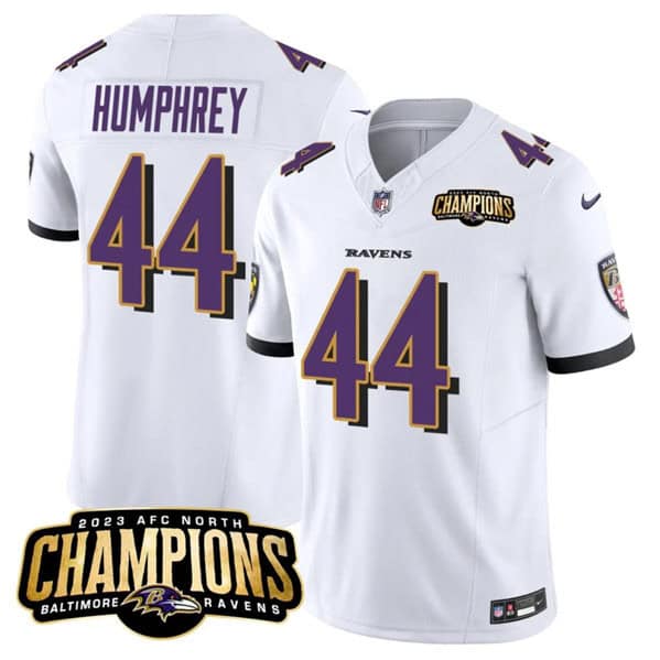 Baltimore Ravens #44 Marlon Humphrey White 2023 F.U.S.E. AFC North Champions Vapor Limited Jersey
