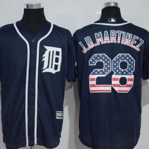 Tigers #28 J. D. Martinez Navy Blue USA Flag Fashion Stitched Jersey