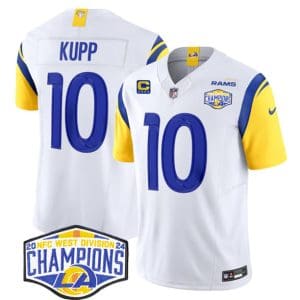 Los Angeles Rams #10 Cooper Kupp White 2024 NFC West Champions With 4-Star C Patch F.U.S.E. Vapor Untouchable Stitched Jersey