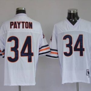 Mitchell Ness Bears #34 Walter Payton White Stitched Throwback Jersey