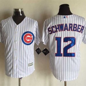Cubs #12 Kyle Schwarber New White Strip Cool Base Stitched Jersey