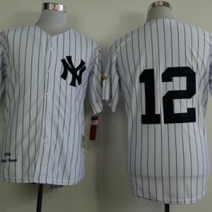 Mitchell And Ness 1996 Yankees #12 Wade Boggs White Throwback Stitched Jersey