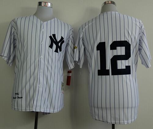 Mitchell And Ness 1996 Yankees #12 Wade Boggs White Throwback Stitched Jersey