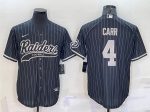Las Vegas Raiders #4 Derek Carr Black With Patch Cool Base Stitched Baseball Jersey