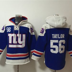 New York Giants #56 Lawrence Taylor Blue Ageless Must-Have Lace-Up Pullover Hoodie