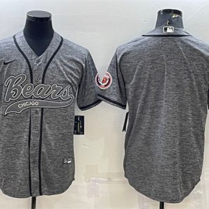 Chicago Bears Blank Gray With Patch Cool Base Stitched Baseball Jersey