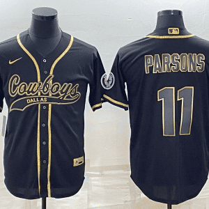 Dallas Cowboys #11 Micah Parsons Black Gold With Patch Cool Base Stitched Baseball Jersey