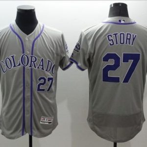 Rockies #27 Trevor Story Grey Flexbase Authentic Collection Stitched Jersey