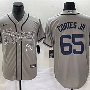 New York Yankees #65 Nestor Cortes Jr. Gray With Patch Cool Base Stitched Jersey
