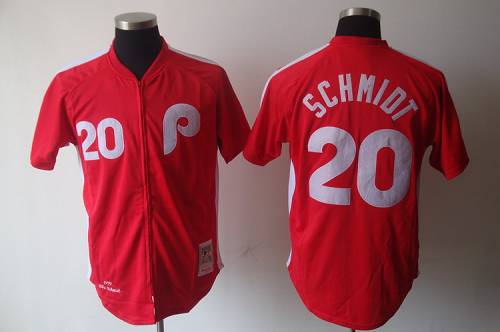 Mitchell And Ness Phillies #20 Mike Schmidt Red Stitched Jersey