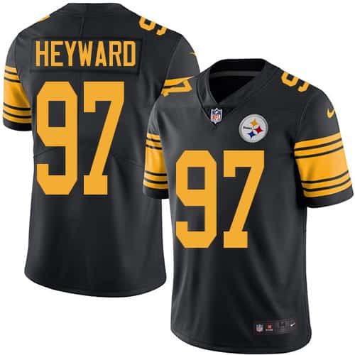 Steelers #97 Cameron Heyward Black Stitched Limited Rush Nike Jersey