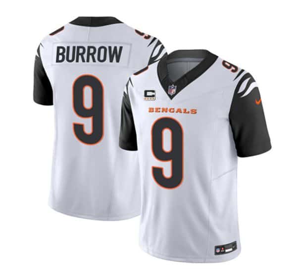 Cincinnati Bengals #9 Joe Burrow 2023 F.U.S.E. White With 4-Star C Patch Vapor Untouchable Limited Stitched Jersey