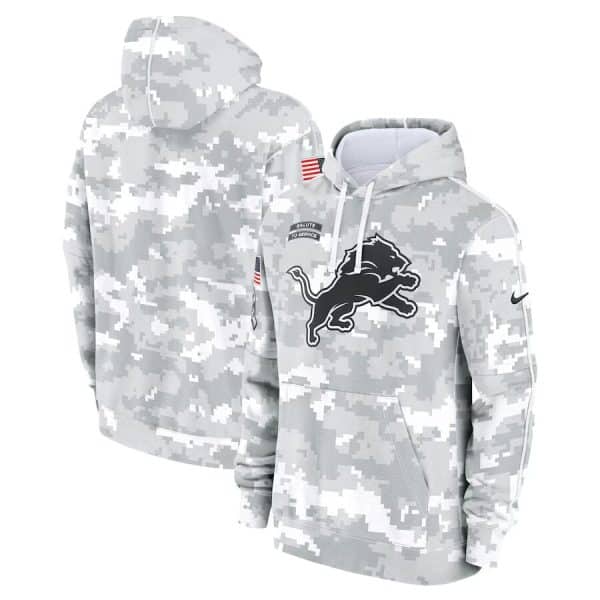 Detroit Lions 2024 Arctic Camo Salute To Service Club Fleece Pullover Hoodie