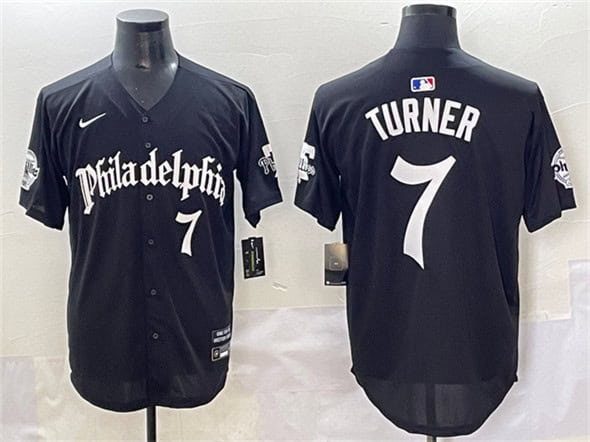 Philadelphia Phillies #7 Trea Turner Black Gothic Vapor Limited Stitched Jersey
