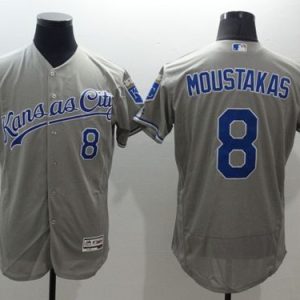 Royals #8 Mike Moustakas Grey Flexbase Authentic Collection Stitched Jersey