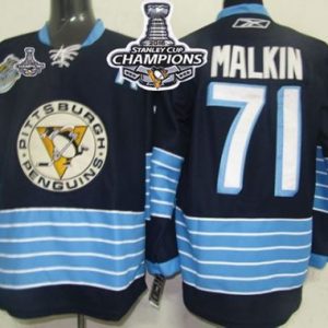 Penguins #71 Evgeni Malkin Dark BLue 2011 Winter Classic Vintage 2016 Stanley Cup Champions Stitched Jersey