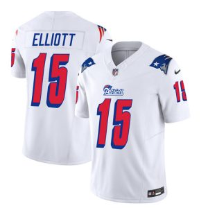 New England Patriots #15 Ezekiel Elliott White 2023 F.U.S.E. Vapor Limited Stitched Jersey