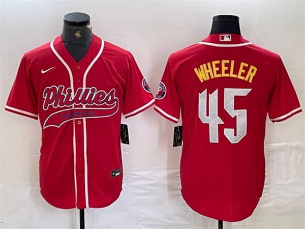 Philadelphia Phillies #45 Zack Wheeler Red 2024 City Connect Stitched Jersey