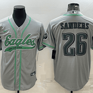 Philadelphia Eagles #26 Miles Sanders Gray With Patch Cool Base Stitched Baseball Jersey
