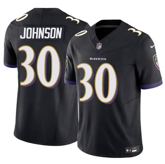 Baltimore Ravens #30 D'Ernest Johnson Black 2025 F.U.S.E Vapor Limited Football Jersey