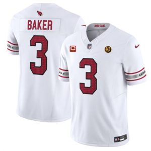 Arizona Cardinals #3 Budda Baker White 2023 F.U.S.E. With 4-Star C Patch And John Madden Patch Vapor Limited Stitched Jersey