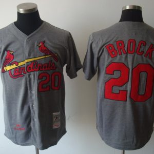 Mitchell And Ness Cardinals #20 Lou Brock Grey Cool Base Stitched Throwback Jersey