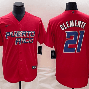 Puerto Rico #21 Roberto Clemente 2023 Red World Classic Stitched Jersey