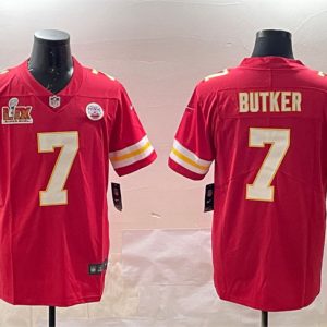 Kansas City Chiefs #7 Harrison Butker Red 2025 Super Bowl LIX Patch Vapor Untouchable Limited Stitched Jersey