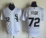 White Sox #72 Carlton Fisk White(Black Strip) Flexbase Authentic Collection Stitched Jersey