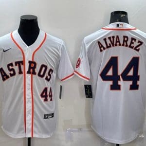 Houston Astros #44 Yordan Alvarez White With Patch Cool Base Stitched Jersey