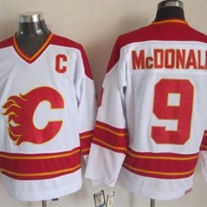 Flames #9 Lanny McDonald White CCM Throwback Stitched Jersey