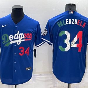 Los Angeles Dodgers #34 Toro Valenzuela Royal Mexico Cool Base Stitched Baseball Jersey