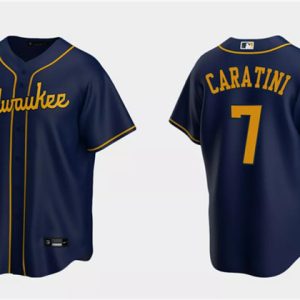 Milwaukee Brewers #7 Victor Caratini Navy Cool Base Stitched Jersey
