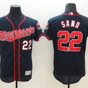 Twins #22 Miguel Sano Navy Blue Flexbase Authentic Collection Stitched Jersey
