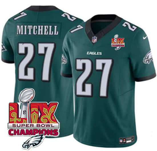 Philadelphia Eagles #27 Quinyon Mitchell Black 2025 Eagles Logo Super Bowl LIX Patch New F.U.S.E. Vapor Untouchable Limited Stitched Jersey
