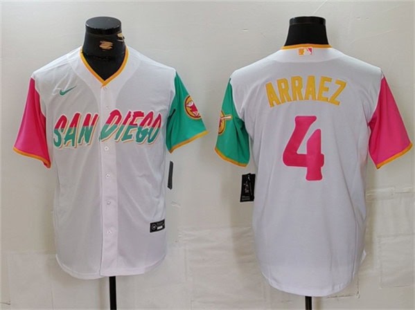 San Diego Padres #4 Luis Arraez White City Connect Cool Base Stitched Jersey